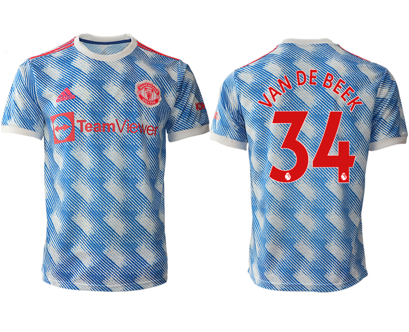 Men 2021-2022 Club Manchester United away aaa version blue #34 Soccer Jersey->manchester united jersey->Soccer Club Jersey